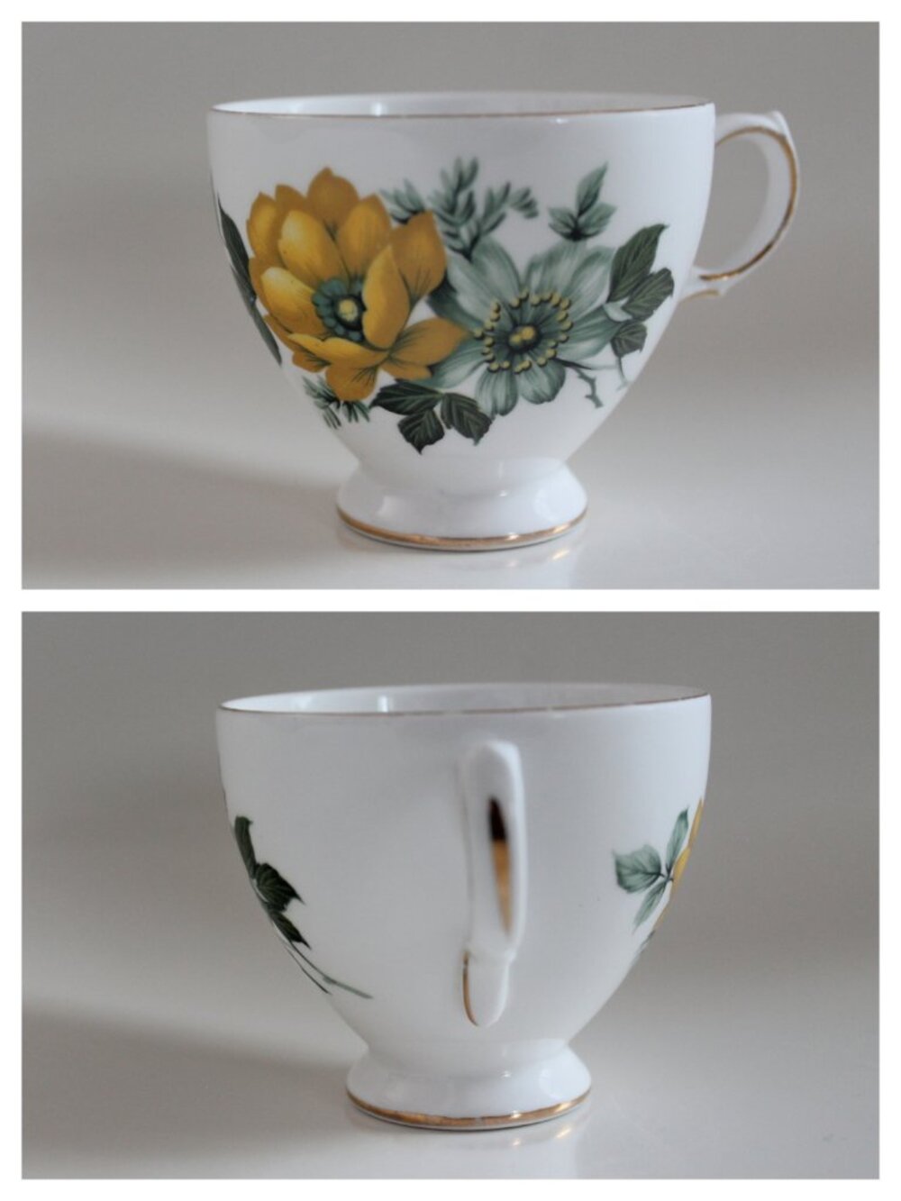Yellow Flower Teacup (Queen Anne, Bone China)